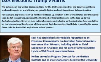 Saul will focus on the impact of the US Presidential Election on the Australian economy in the lead-up to the Australian General Election.